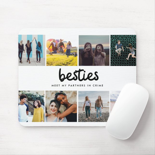 Besties Best Friend Quote Foto Collage Mousepad (Mit Mouse)