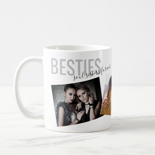 Besties Best Friends 3 Foto Moderne Custom Kaffeetasse (Links)