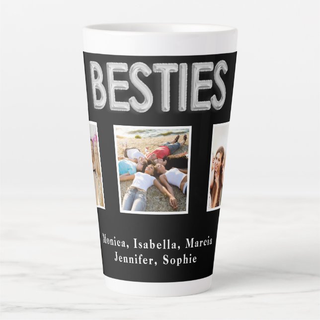 Besties Best friends black silver Foto names Milchtasse (Vorderseite)