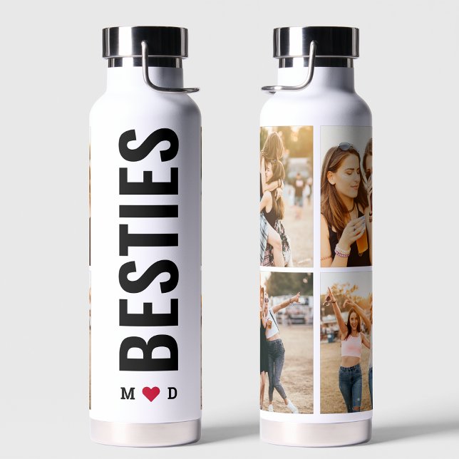 Besties Best Friends Custom Initials 4 Foto Trinkflasche (Von Creator hochgeladen)