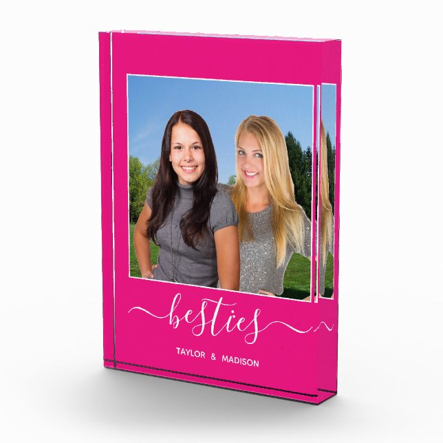 Besties Best Friends Hot Pink Script Names Foto (Rechts)