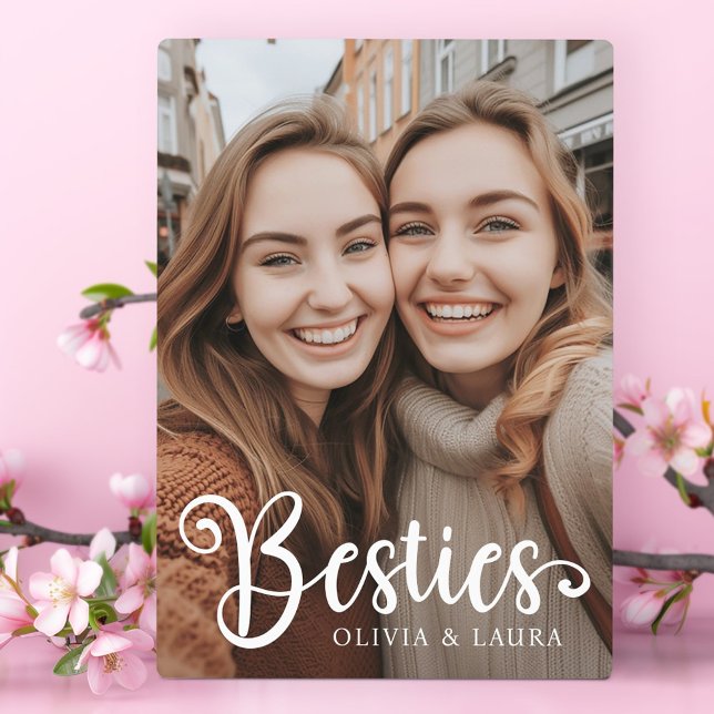 Besties best friends individuellen Namens Foto Fotoplatte (Besties best friends custom names photo plaque)