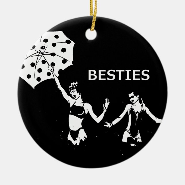 Besties beste Freunde auf dem Strand Keramikornament (Vorne)