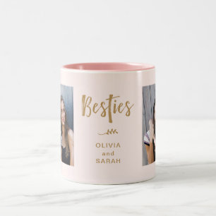 Besties   beste Freunde zwei Fotos und moderner Zweifarbige Tasse