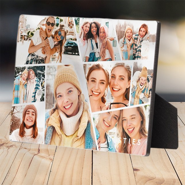 Besties Bestfriends Modern Simple 9 Images Collage Fotoplatte (Von Creator hochgeladen)