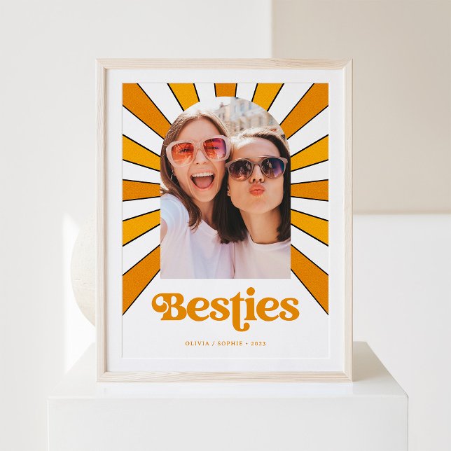 Besties | Boho Retro Sun und Foto Die besten Freun Poster (Von Creator hochgeladen)