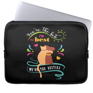 Besties Cat and Dog Funny Quote Laptopschutzhülle