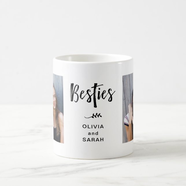 Besties | Die besten Freunde Zwei Fotos und Modern Kaffeetasse (Mittel)