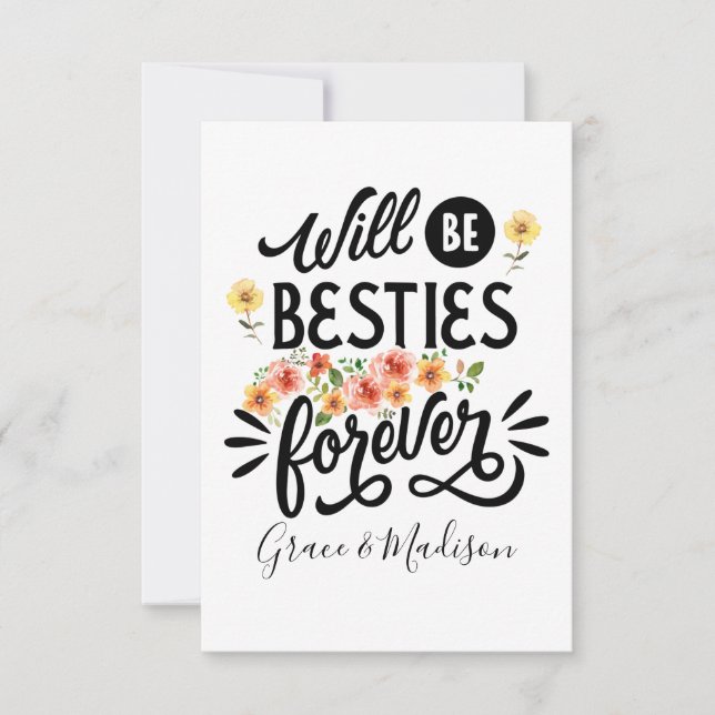 Besties for Life BFF Friends Forever Gift Dankeskarte (Vorderseite)