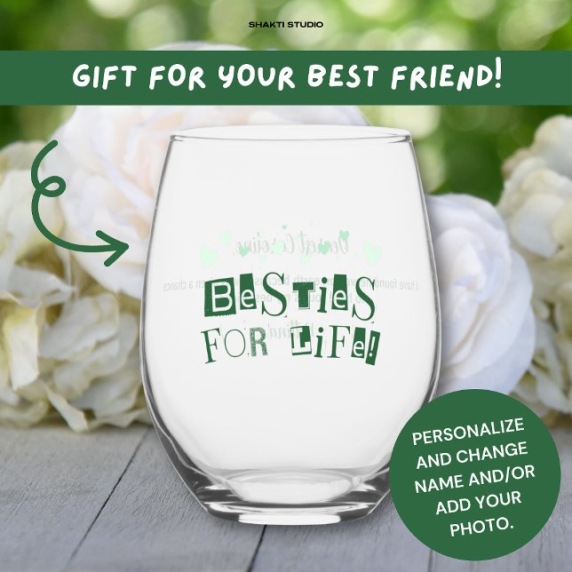 "Besties for Life" - Geschenk für den besten Freun Weinglas Ohne Stiel (Von Creator hochgeladen)