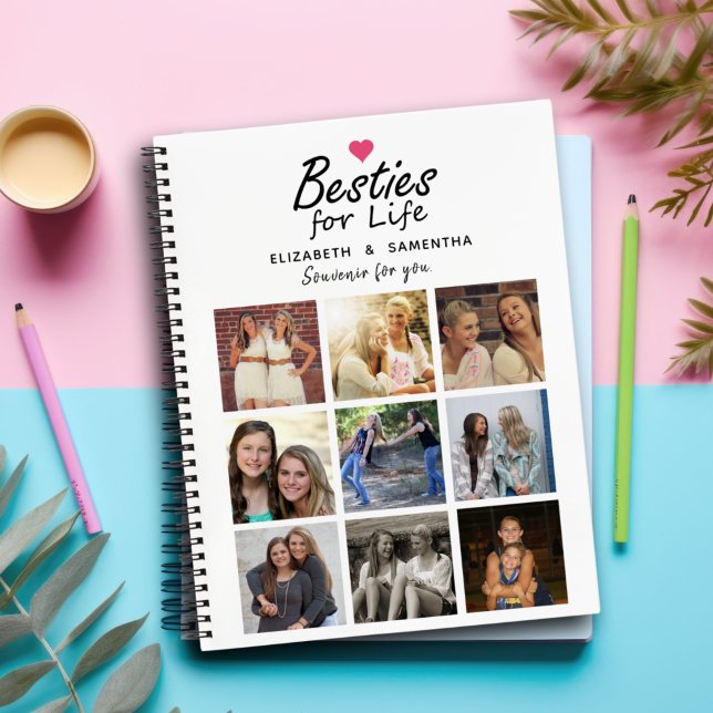 Besties for Life Script Best Friends Foto Collage Notizbuch (Von Creator hochgeladen)