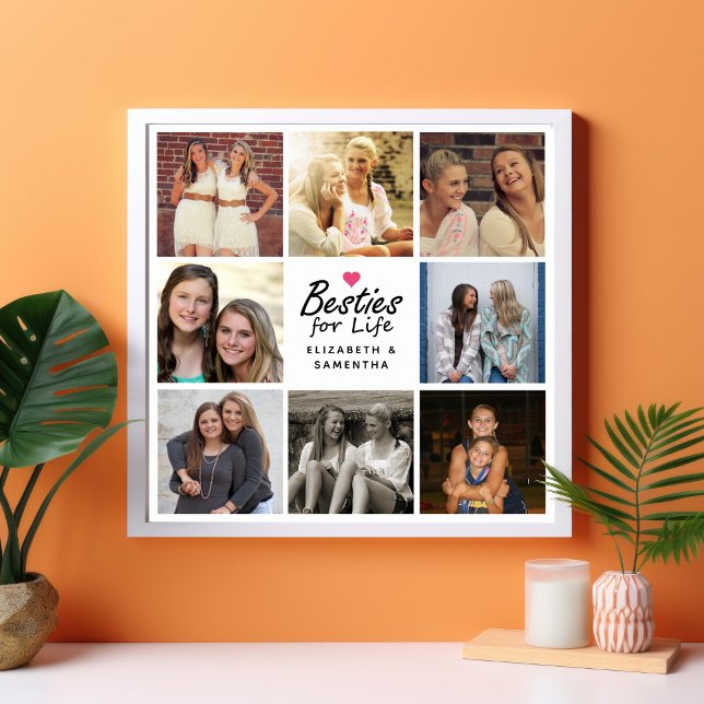 Besties for Life Script Best Friends Foto Collage Poster (Von Creator hochgeladen)