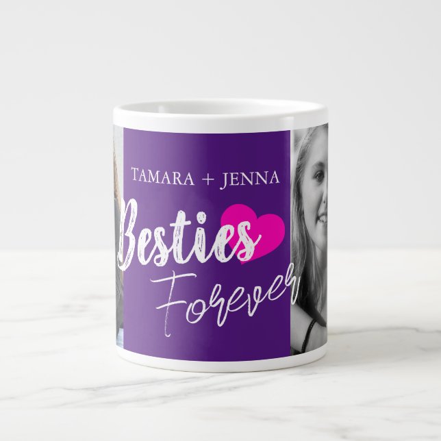 Besties Forellenherz zwei Fotos Brauch Jumbo-Tasse (Vorderseite)
