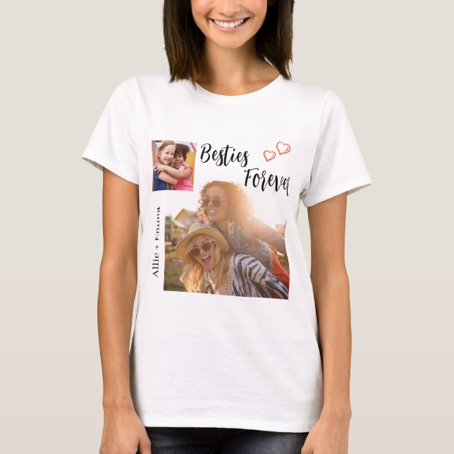 Besties Forever | Best Friends Foto Collage T-Shirt (Vorderseite)