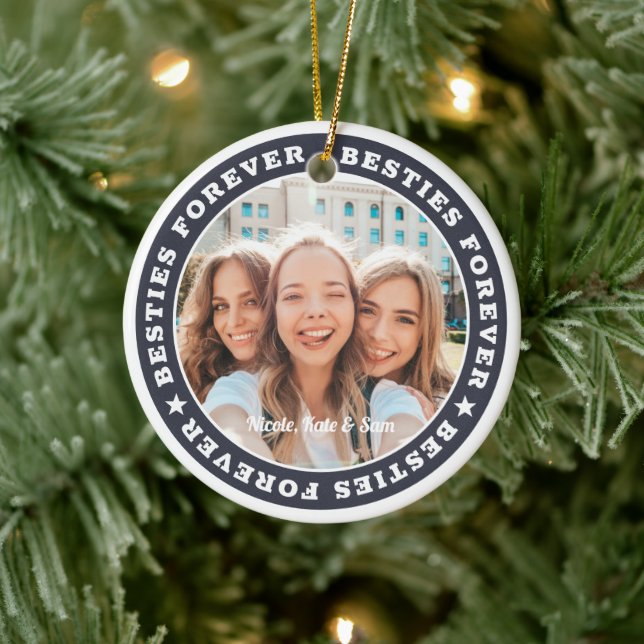 Besties Forever BESTE FREUNDIN Einfaches modernes  Keramik Ornament (Baum)