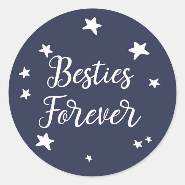 Besties Forever Blue Stars Runder Aufkleber (Vorderseite)