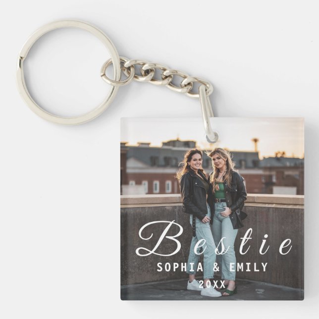 Besties Forever – Custom Photo Collage Keychain Schlüsselanhänger (Vorderseite)