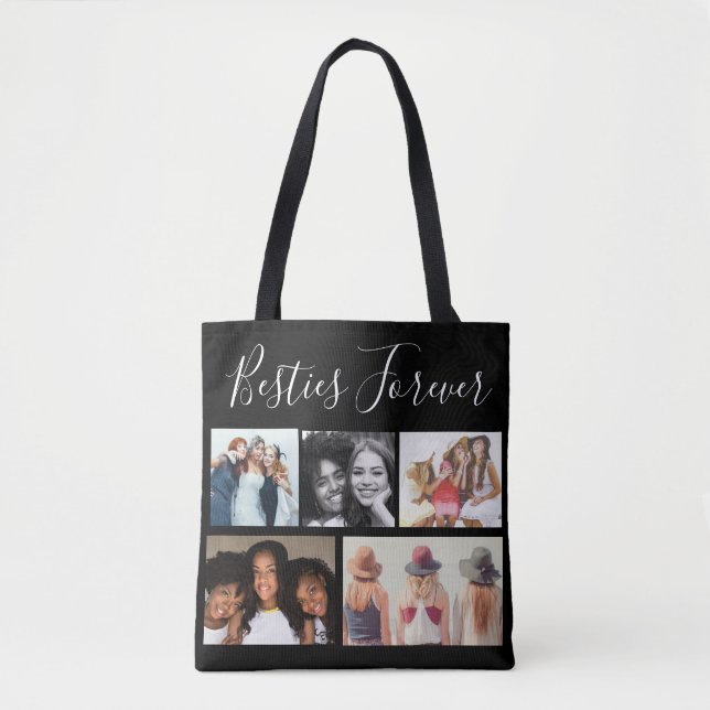 Besties Forever Five Fotos Collage Personalisiert Tasche (Vorderseite)