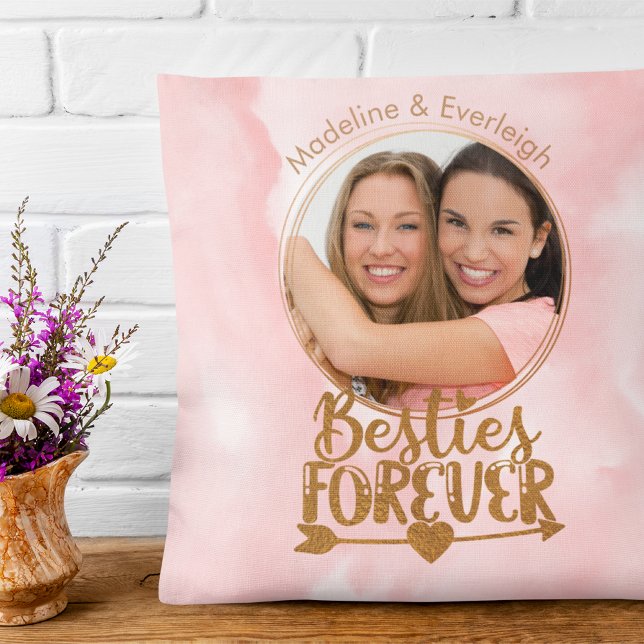 Besties Forever Pink Throw Kissen (Von Creator hochgeladen)