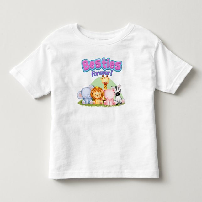 Besties Forever T-Shirt : de mignons animaux Safar (Devant)
