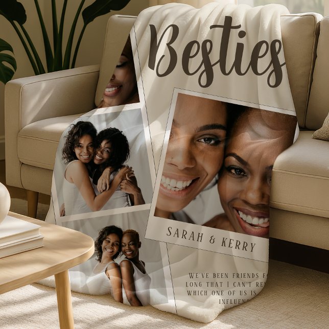 Besties-Foto-Collage-Cream-Fleece-Decke Fleecedecke (Von Creator hochgeladen)
