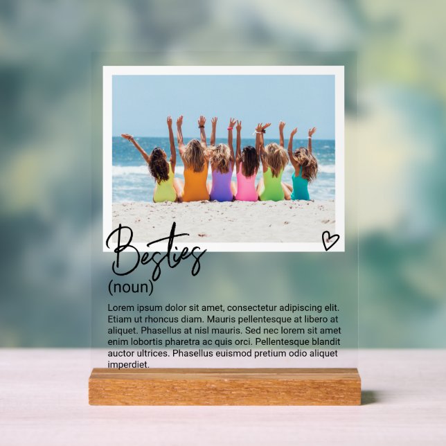 Besties Foto und Personalisierte Beschreibung Acrylschild (Neutral)