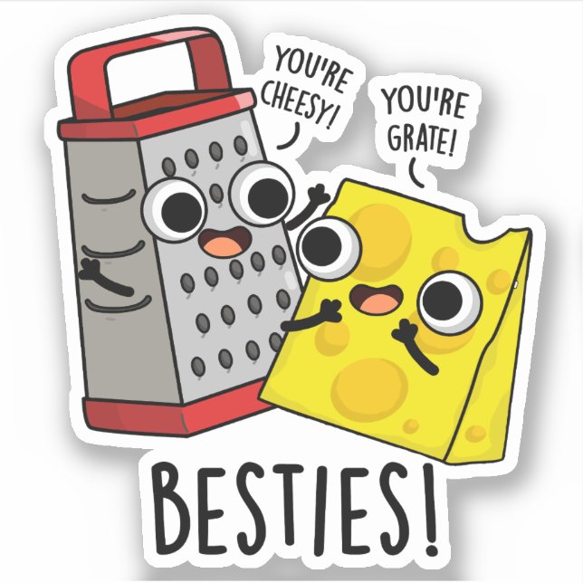 Besties Funny Cheese Grater Pun Aufkleber (Vorderseite)