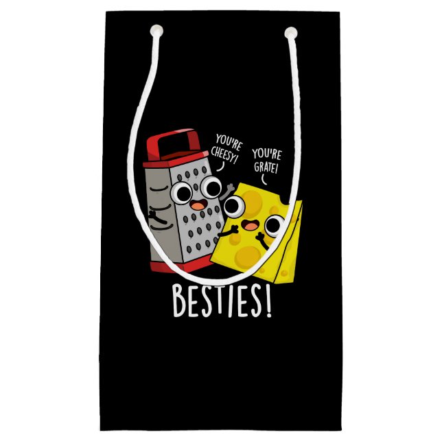 Besties Funny Cheese Grater Pun Dark BG Kleine Geschenktüte (Vorderseite)