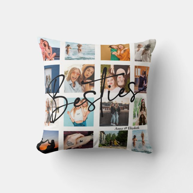 Besties Gift BESTE FREUNDIN Foto Collage Custom Pe Kissen (Vorderseite)