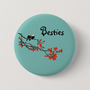 Besties Gift Two Birds on Tree Branch Button