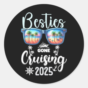 Besties Gone Cruising 2025 Mädchen passend Frauen  Runder Aufkleber