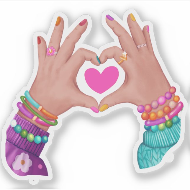 Besties Hands Making Heart Liebe Friends Lover Gir Aufkleber (Vorderseite)