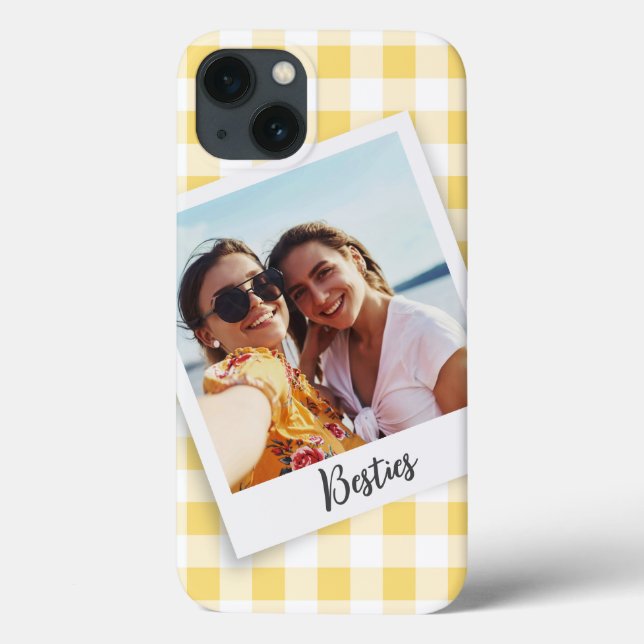 Besties Instant Foto Yellow Schachbrett Case-Mate iPhone Hülle (Rückseite)