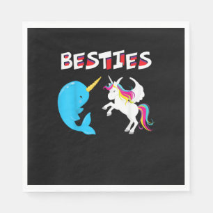 Besties Lustiges Einhorn und Narwal Narwhal T-Shir Serviette