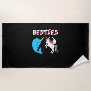 Besties Lustiges Einhorn und Narwal Narwhal T-Shir Strandtuch