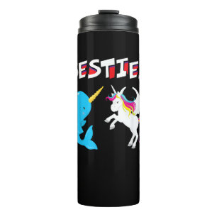 Besties Lustiges Einhorn und Narwal Narwhal T-Shir Thermosbecher
