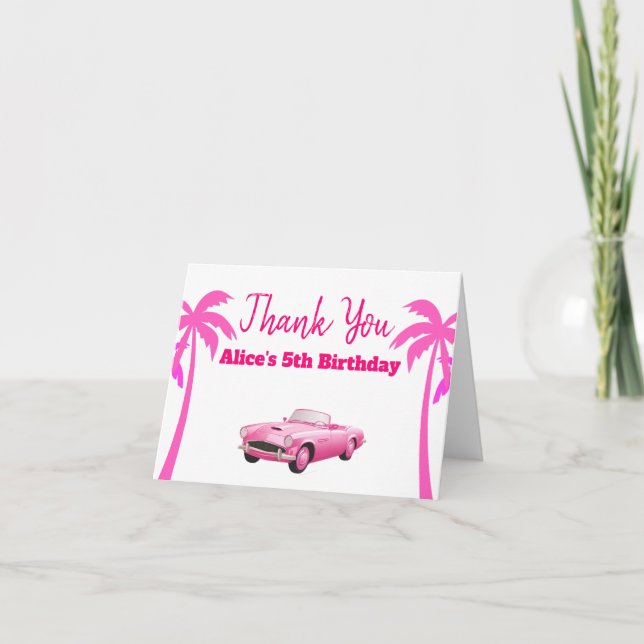 Besties Malibu Pink Doll Beach Dankeskarte (Vorderseite)