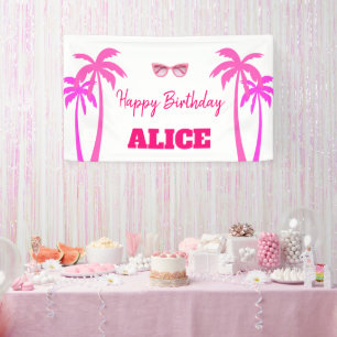 Besties Malibu Pink Doll Beach Geburtstag Banner