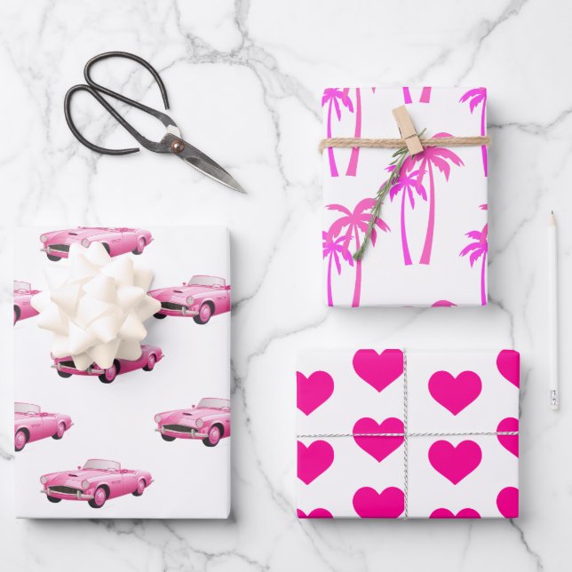 Besties Malibu Pink Doll Beach Geschenkpapier Set (Vorderseite)