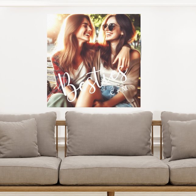 Besties Monogram Names Friends Keepake Leinwanddruck (Von Creator hochgeladen)