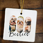Besties Pet Simple Modern Playa Drei Foto Keramikornament<br><div class="desc">Dieses einfache und moderne Design besteht aus einer modernen,  einfachen,  spielerischen Schrift-Typografie. Fügen Sie benutzerdefinierte Fotos Ihrer Hauskatze,  Ihres Hundes oder Ihrer Vögel hinzu.</div>