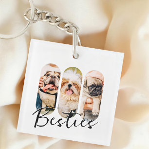 Besties Pet Simple Modern Playa Drei Foto Schlüsselanhänger