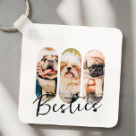 Besties Pet Simple Modern Playa Drei Foto Schlüsselanhänger<br><div class="desc">Dieses einfache und moderne Design besteht aus einer modernen,  einfachen,  spielerischen Schrift-Typografie. Fügen Sie benutzerdefinierte Fotos Ihrer Hauskatze,  Ihres Hundes oder Ihrer Vögel hinzu.</div>