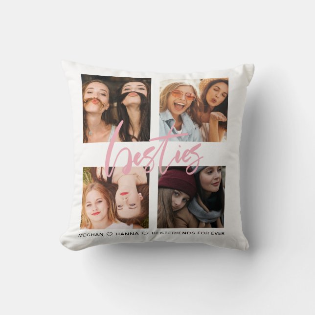 Besties pink Foto Collage Beste Freunde pink Kissen (Vorderseite)