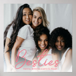 Besties Pink Script Custom Foto Poster