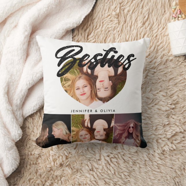 Besties | Schwarz und Weiß | FotoCollage Kissen (Decke)