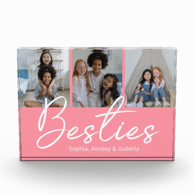 Besties Script Custom Pink Fotoblock (Vorderseite)