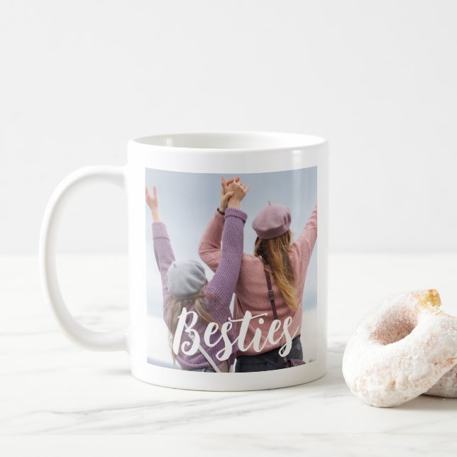 Besties Script Friends Keepsake Photo Kaffeetasse (Mit Donut)