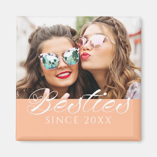 "Besties Since" Benutzerdefiniertes Foto Peach Fuz Magnet (Vorne)