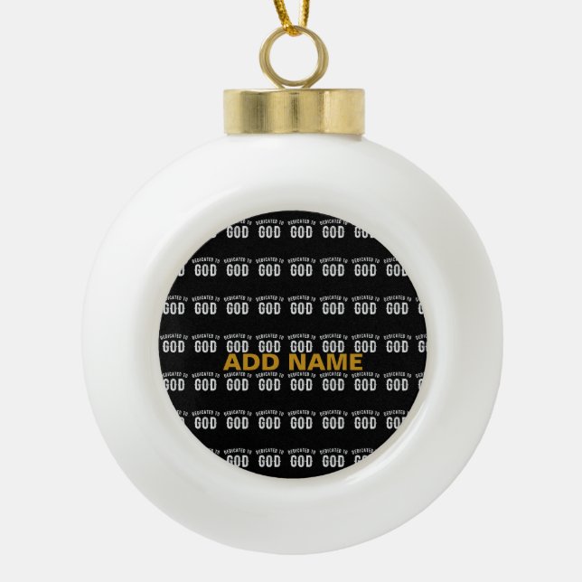 BESTIMMT AUF GOTT KUNSTBAR COOL WEISS TEXT KERAMIK Kugel-Ornament (Vorderseite)